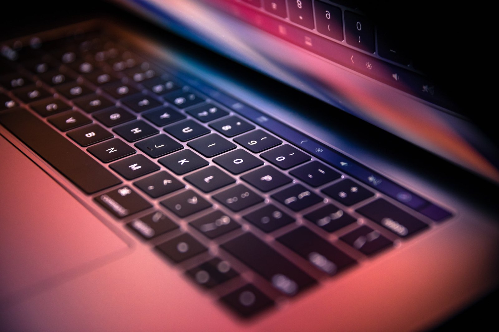 Laptop Keyboard Illuminated In Red